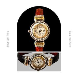 Brighton CODY Watch Black BROWN Leather Reversible round face New Battery